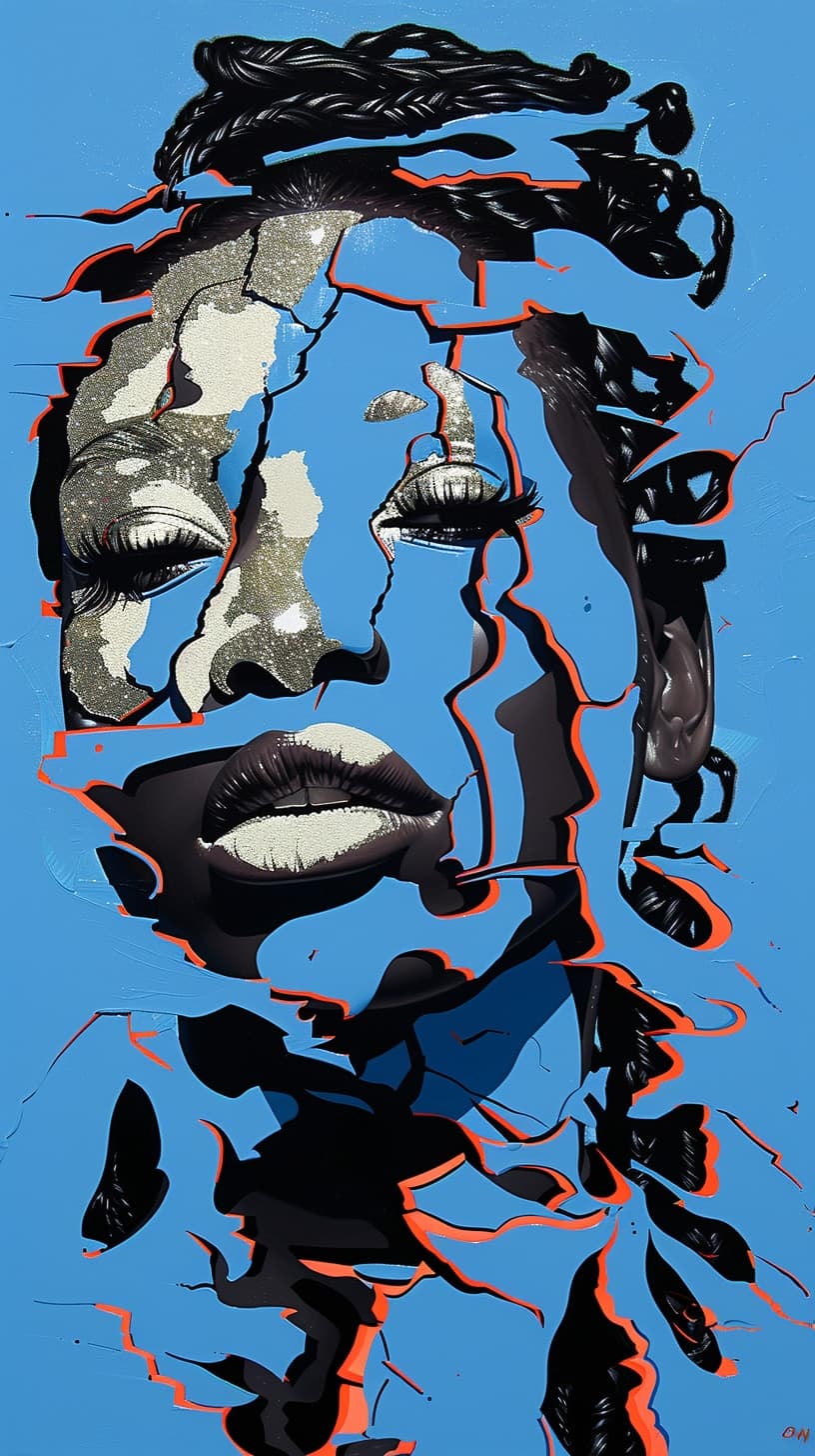 Blue Silver Fracture. Impasto piece by Desi Baker.