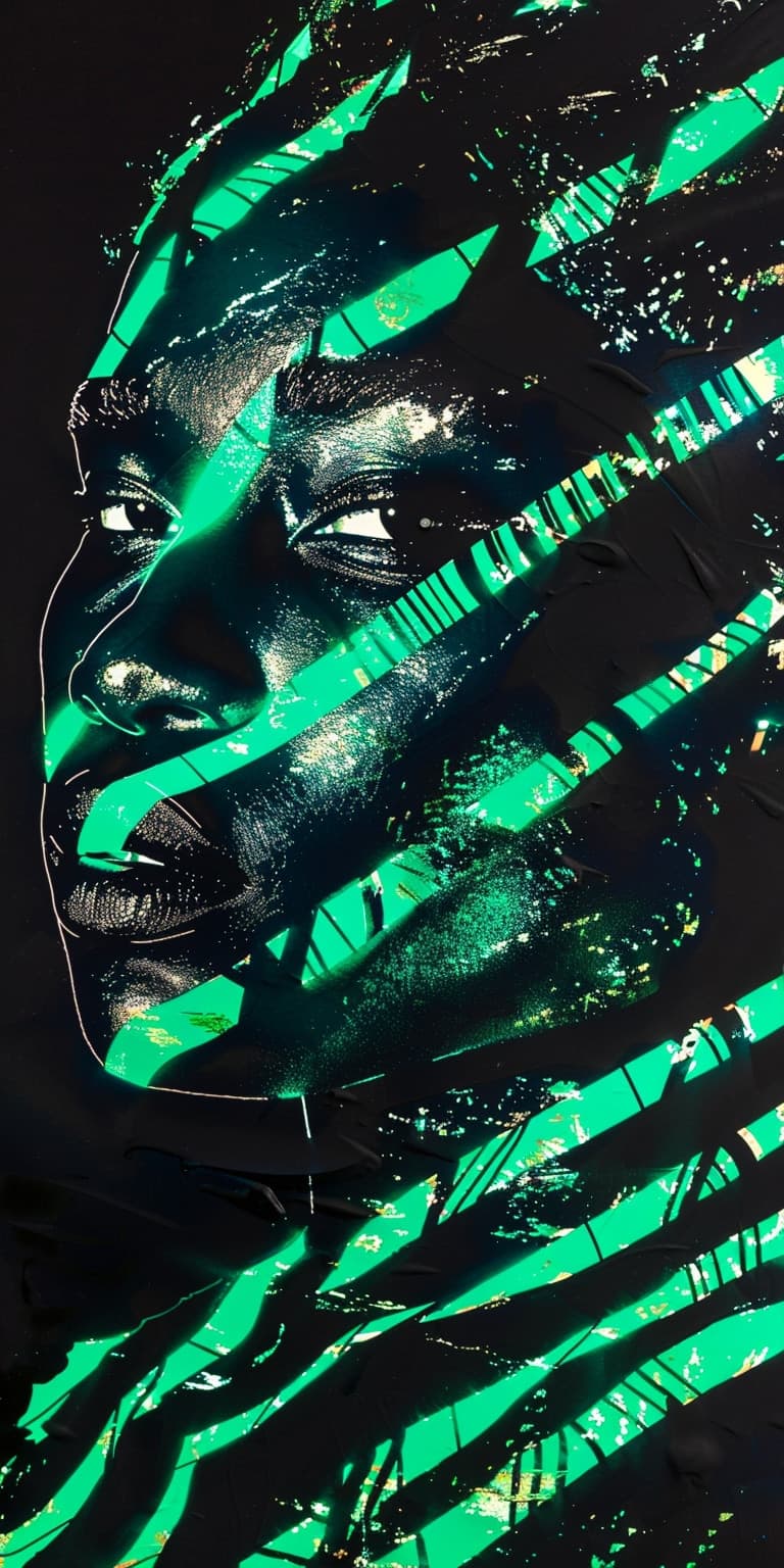 Emerald Fragments. Impasto piece by Desi Baker.