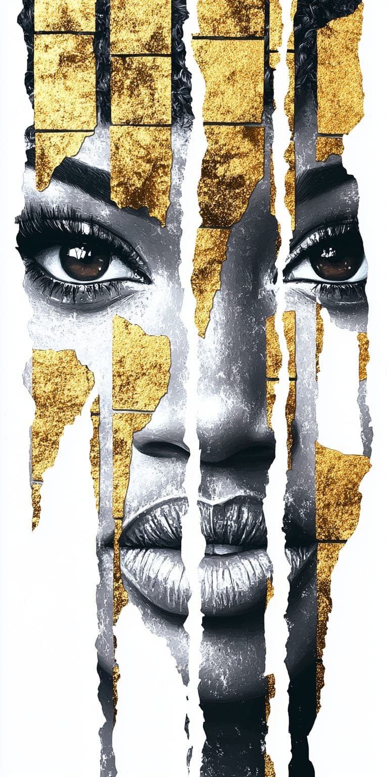 Gold Strips. Poster piece by Desi Baker.