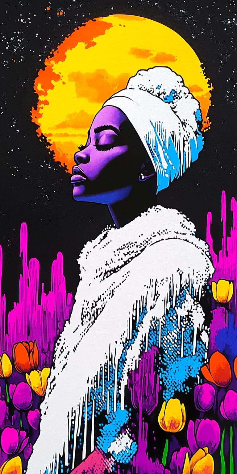 Headwrap, Drip. Poster piece by Desi Baker.
