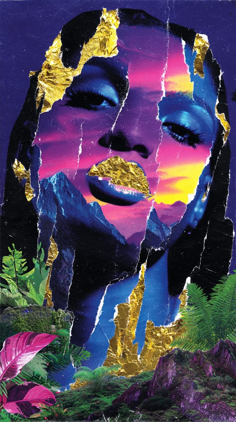 Mountain Collage. Surreal piece by Desi Baker.
