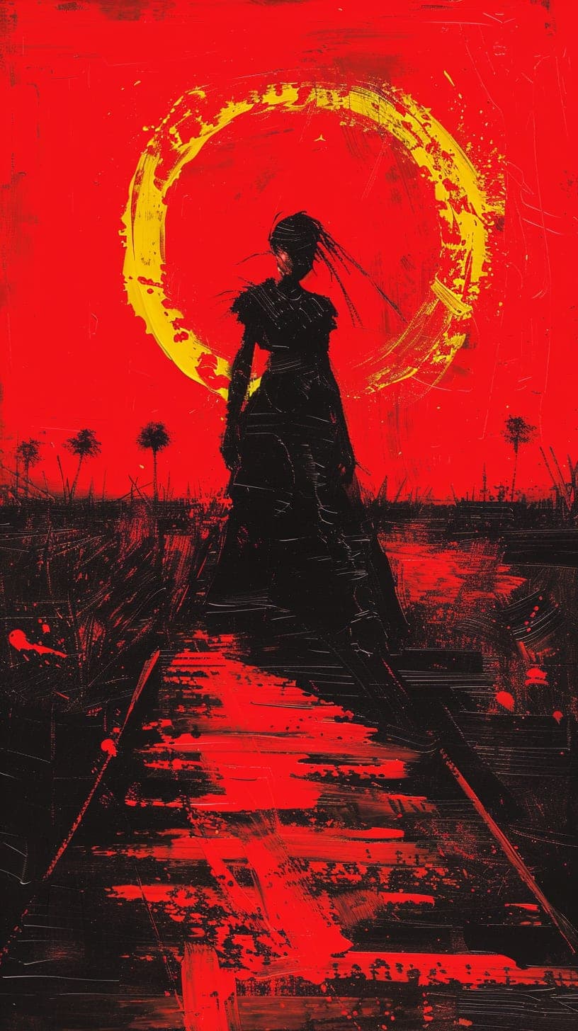 Red Halo, Tracks. Night piece by Desi Baker.
